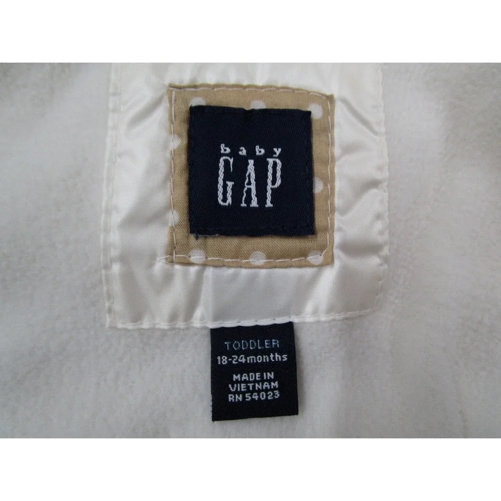 Baby Gap Toddler Girls Ivory Down Puffer Jacket Faux Fur Hood 18-24 Months HOL08